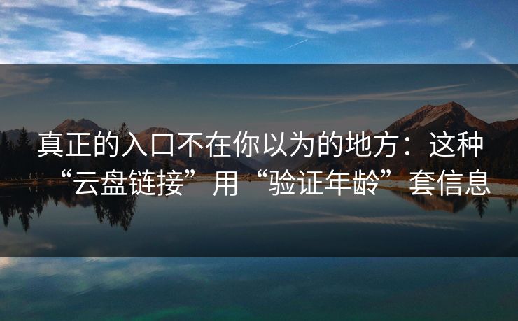 真正的入口不在你以为的地方:这种“云盘链接”用“验证年龄”套信息